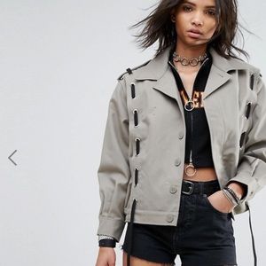 Milk It Vintage Lace Up Military Jacket